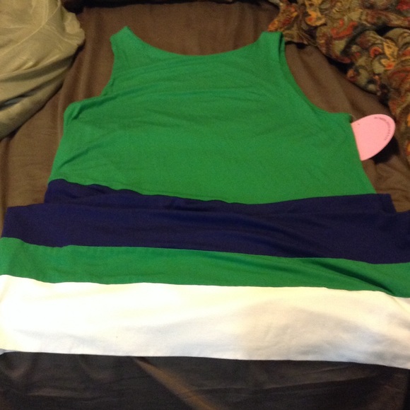 Gorgeous Bright Green, Navy and White Dress 🌸🌸 - Picture 3 of 4