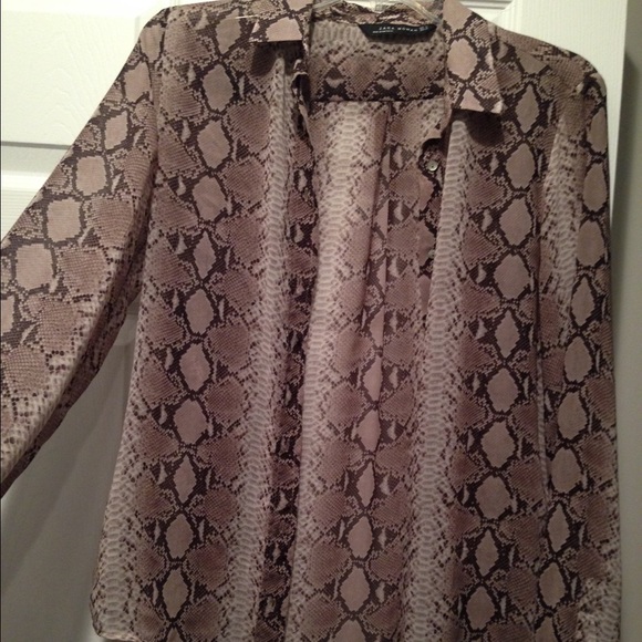 Sheer snakeskin button down
