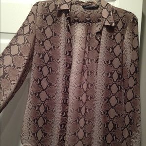 Sheer snakeskin button down