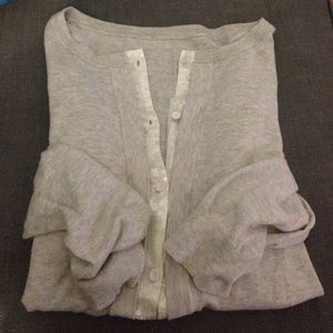 J.Crew Grey Cardigan w White Sequin Trim