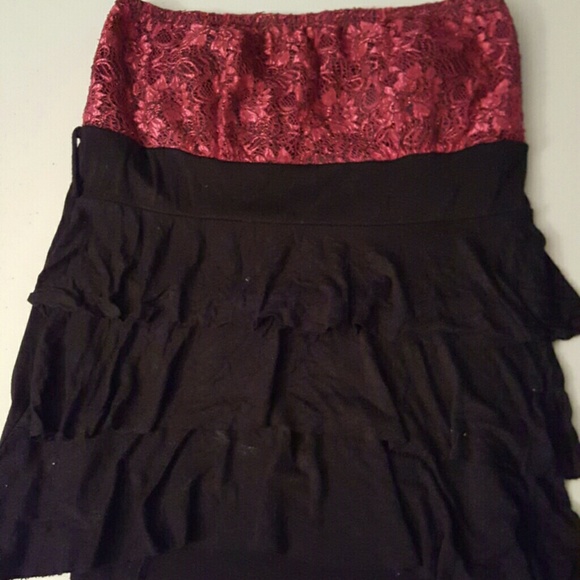 Red lace tube top