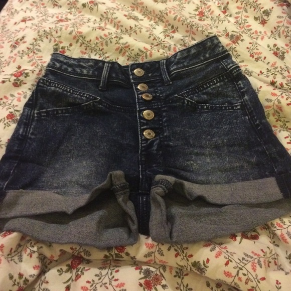 Sky High Waist Acid Wash Shorts