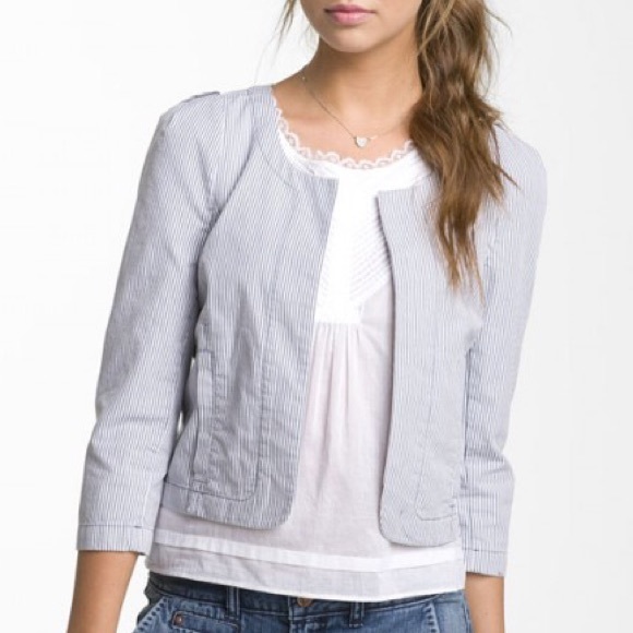 Blue and white striped blazer
