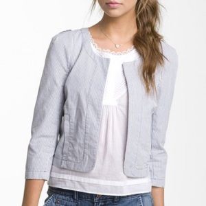 Blue and white striped blazer