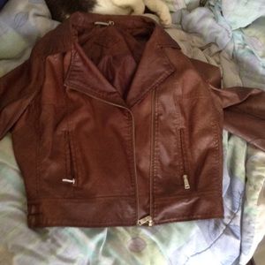 Faux leather jacket. Brown