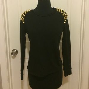 Black sweater with cone stud detailing