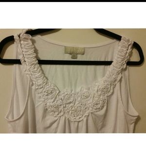 White Blouse w/ flowers & pearls