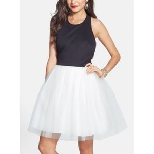 Black and white "Hailey" {T backed} tulle Dress