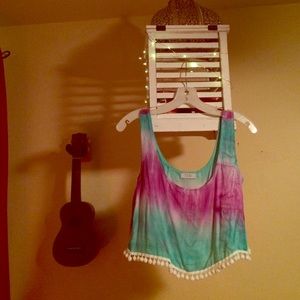 Tie-die Pom crop top