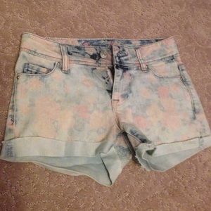 Floral denim shorts