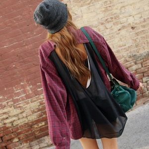 LF grey chiffon back flannel