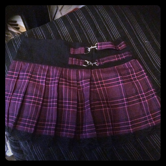 Pink plaid schoolgirl skirt