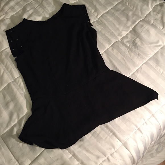 Black classy peplum sleeveless top