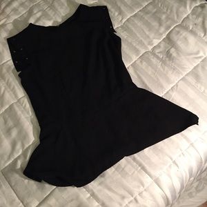 Black classy peplum sleeveless top