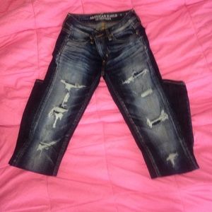 American eagle outfitters dark destroyed jeans