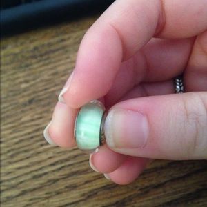 Green/White Pandora Murano Glass Bead