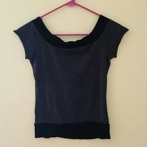 SOLD!! Two tone black grey boat neck top