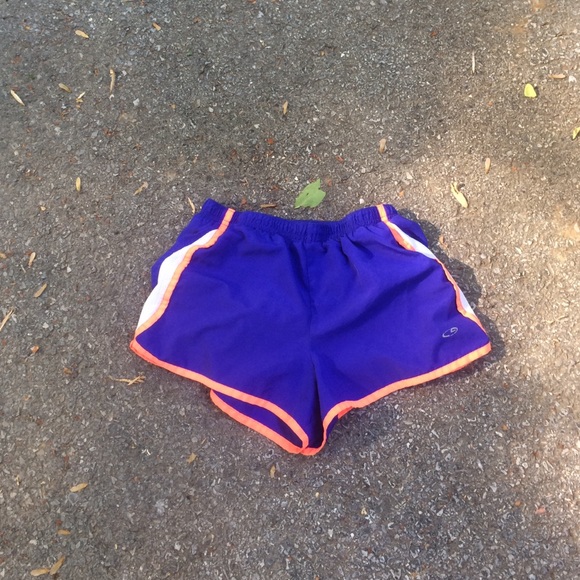 Blue and orange running shorts