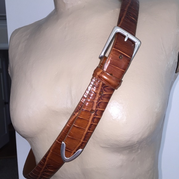 Brighton crocodile print leather belt men's