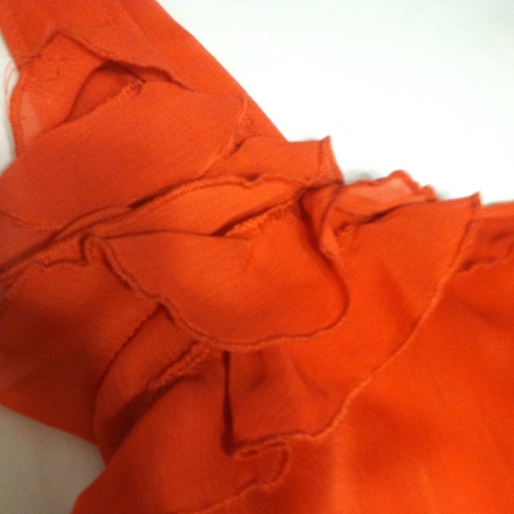 ORANGE TANK DRESS WITH RUFFLE DETAIL - Picture 2 of 3