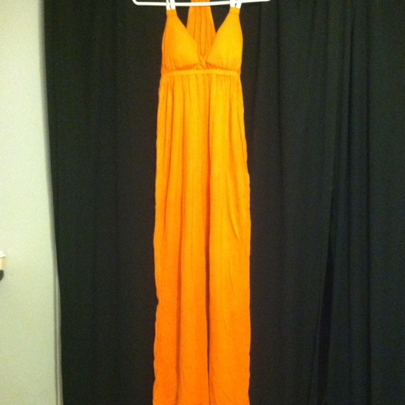 ORANGE MAXI DRESS WITH ROPE DETAIL - Picture 2 of 2