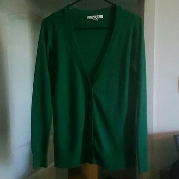 Bright green cardigan