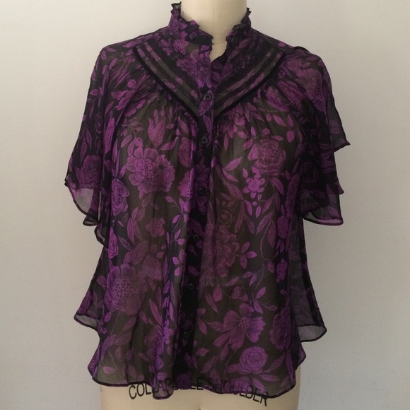 Gorgeous Purple & Black Silk Blouse.
