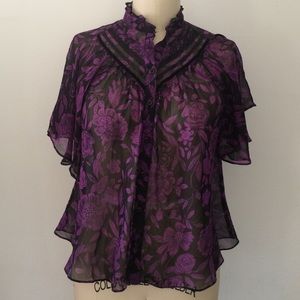 Gorgeous Purple & Black Silk Blouse.