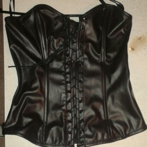 Brown leather corset