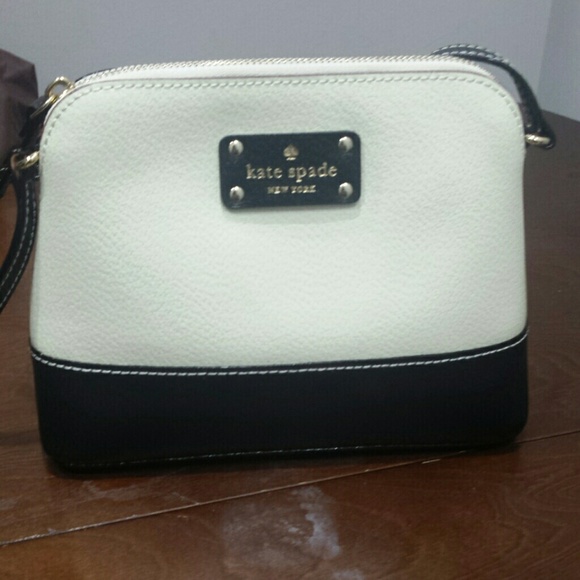 Back and off white kate spade cross body bag