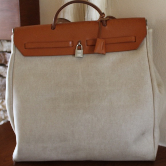 Hermes Leather & Canvas Bag