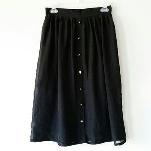 Long black chiffon skirt