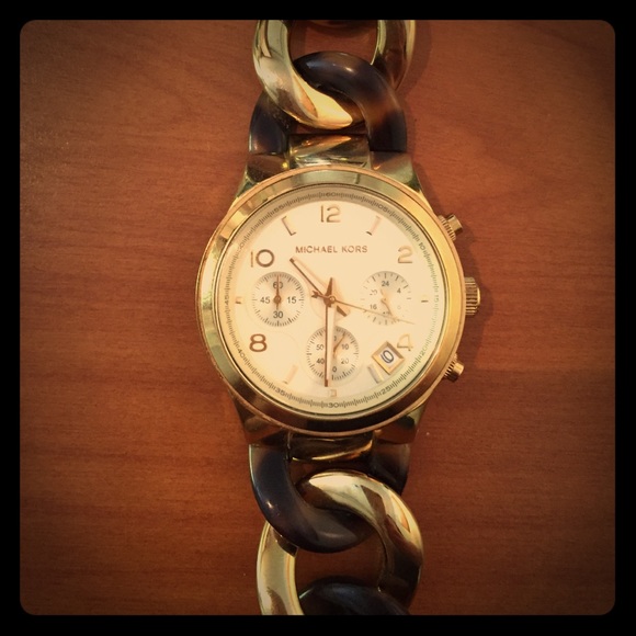 Michael Kors chain gold/tortoise watch