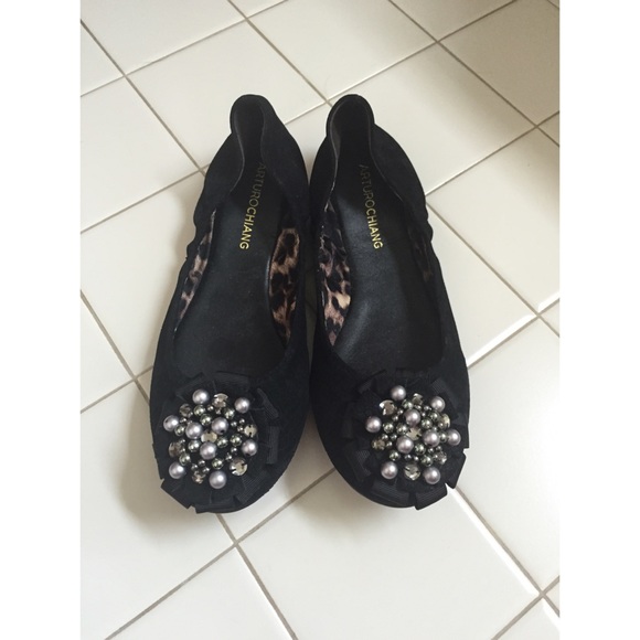 Black flats with jeweled embellishments
