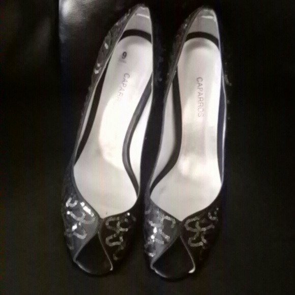 Navy Blue peep toe heels