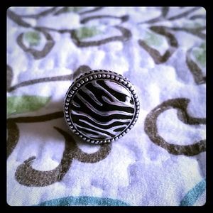 Black and Silver Zebra print ring