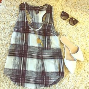 black and white racer back tank