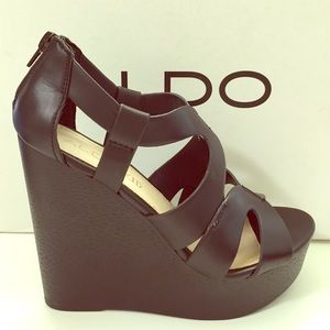 ALDO 5IN ODILINIA WEDGE HIGH HEEL SANDAL BLACK 6.5