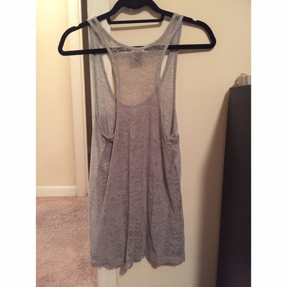 💐🌸🌷 SOLD VS PINK Lace Back Gray Tank Top - Picture 2 of 2