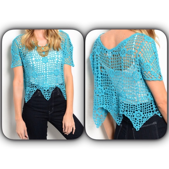 CUTE BLUE CROCHET TOP - Picture 3 of 3