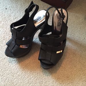 Black high heel shoes