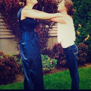 One of a kind dress with crystal brooch on side