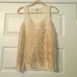 Cream with Gold overlay on front tank top