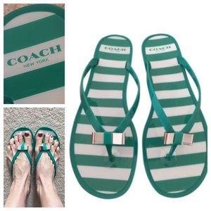 NWT Green Coach striped sandals