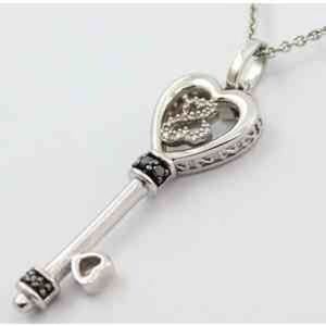 Open heart key necklace