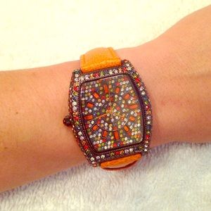 Multi colored Swarovski watch