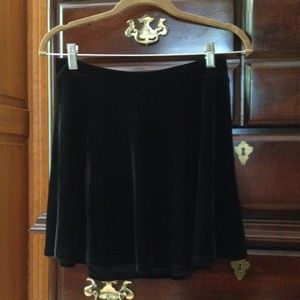 H&M black velvet skater skirt