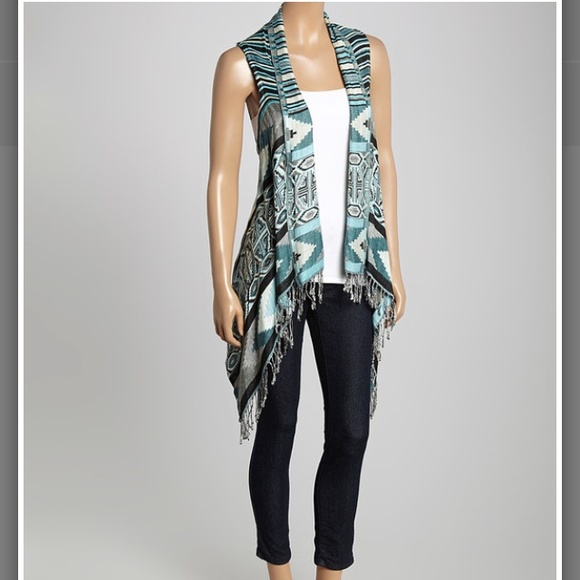 Turquoise boho vest