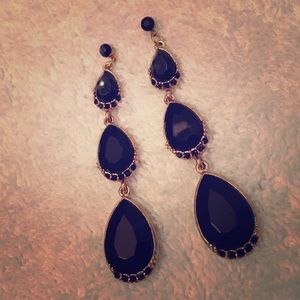 Black dangle earrings with rhinestones