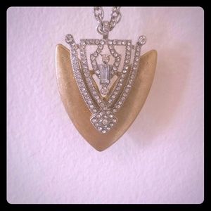 J.Crew gold and silver rhinestone shield pendant